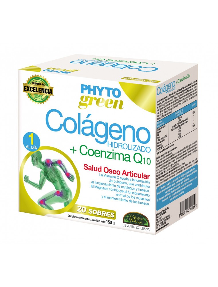 Colágeno + coenzima q10. phytogreen envases con 20 sobres.